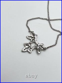 Christian Dior Vintage 1990s Maple Leaf Faux Crystals Pendent Necklace, Silver