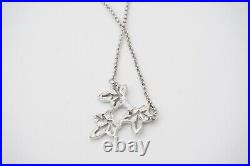 Christian Dior Vintage 1990s Maple Leaf White Crystals Pendent Necklace, Silver