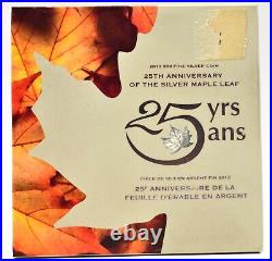 Coin Fine Silver Canadian Canada Maple Leaf 25th Anniversary 5oz 2013 BOX + COA