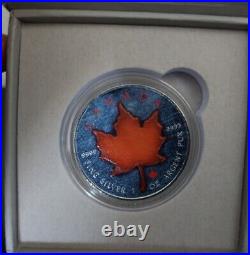 Colorized 2017 Maple Leaf Silver Coin With COA Rare