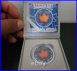 Colorized 2017 Maple Leaf Silver Coin With COA Rare