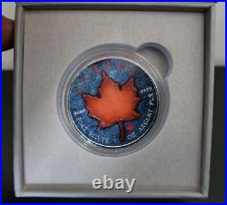 Colorized 2017 Maple Leaf Silver Coin With COA Rare