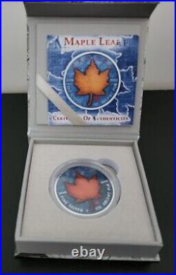 Colorized 2017 Maple Leaf Silver Coin With COA Rare