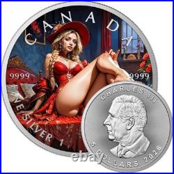 Crimson Red Edition 2026 $5 1 oz Silver Maple Leaf Coloured Coin