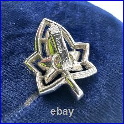 Crown Trifari Crystal Rhodium Plated Maple Leaf Brooch Earring Set Pat Pend Pave