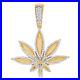 Cubic Zirconia Maple Leaf Pendant 14K Yellow Gold Plated Sterling Silver