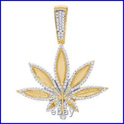 Cubic Zirconia Maple Leaf Pendant 14K Yellow Gold Plated Sterling Silver