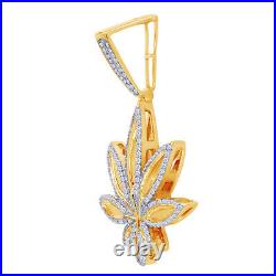 Cubic Zirconia Maple Leaf Pendant 14K Yellow Gold Plated Sterling Silver