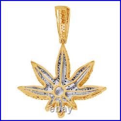 Cubic Zirconia Maple Leaf Pendant 14K Yellow Gold Plated Sterling Silver