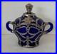 Dugan Diamond Silver Filigree Maple Leaf Sugar & Lid, Cobalt Blue, EAPG Glass