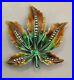 Fabulous Antique European Silver. 800 Enamel & Marcasite Maple Leaf Brooch