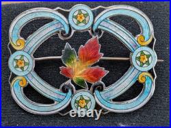 Fabulous Art Nouveau Richard Hemsley maple leaf enamel silver brooch Fabulous Art Nouveau Richard Hemsley maple leaf enamel silver brooch