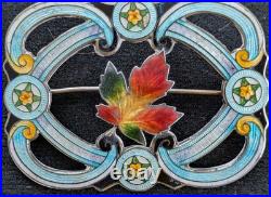 Fabulous Art Nouveau Richard Hemsley maple leaf enamel silver brooch