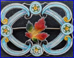 Fabulous Art Nouveau Richard Hemsley maple leaf enamel silver brooch