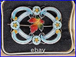 Fabulous Art Nouveau Richard Hemsley maple leaf enamel silver brooch Fabulous Art Nouveau Richard Hemsley maple leaf enamel silver brooch