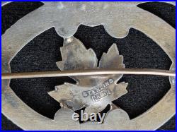 Fabulous Art Nouveau Richard Hemsley maple leaf enamel silver brooch