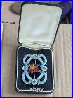 Fabulous Art Nouveau Richard Hemsley maple leaf enamel silver brooch Fabulous Art Nouveau Richard Hemsley maple leaf enamel silver brooch