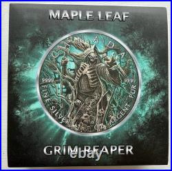 GRIM REAPER Death Maple Leaf Armageddon VI 1 Oz Silver Coin 5$ Canada 2023