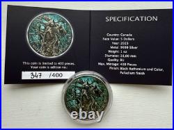 GRIM REAPER Death Maple Leaf Armageddon VI 1 Oz Silver Coin 5$ Canada 2023
