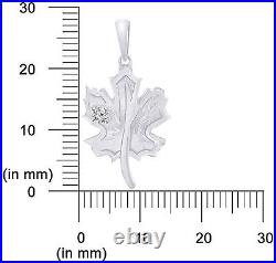 Genuine Diamond 0.06 Ct 925 Silver Maple Leaf Pendant Necklace 18-inch Chain