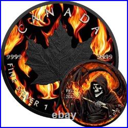 Grim Reaper Hell Edition 2023 $5 1 oz Silver Maple Leaf Coin