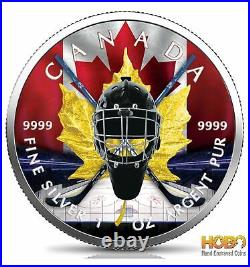 HOCKEY Maple Leaf 1 Oz Silver Coin 5$ Canada 2020