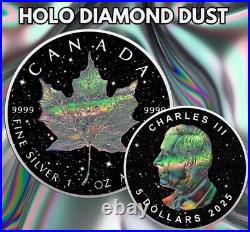 HOLO DIAMOND DUST Maple Leaf 1oz Silver Coin 5$ Canada? STUNNING COIN 2025