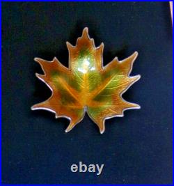Hroar Prydz Norway Sterling Silver Enamel Maple Leaf Brooch andersen david