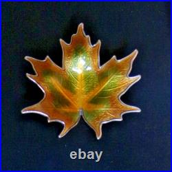 Hroar Prydz Norway Sterling Silver Enamel Maple Leaf Brooch andersen david