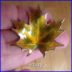 Hroar Prydz Norway Sterling Silver Enamel Maple Leaf Brooch andersen david