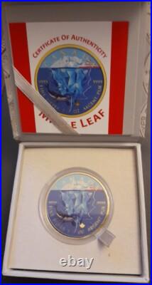 ICEBERG COLOURED CANADIAN MAPLE LEAF 2017 GOLD GILDED 1oz SILVER COIN LIM/EDI