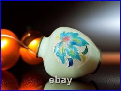 Japanese Cloisonné Enamel Glowing Vase Vibrant Autumn Maple Leaf Silver Rim