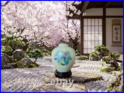Japanese Cloisonné Enamel Glowing Vase Vibrant Autumn Maple Leaf Silver Rim