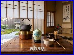 Japanese Cloisonné Enamel Glowing Vase Vibrant Autumn Maple Leaf Silver Rim