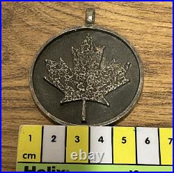 Jewellery Vintage 70's GUY VIDAL Brutalist Pewter Maple Leaf Pendant, RARE