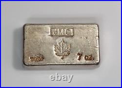 Johnson Matthey 7 Oz Old Pour Loaf Silver Bar. 999 Fine Silver Bar Maple Leaf