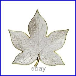 Large Sterling Silver Maple Leaf Pin Brooch with White Enamel from Norway