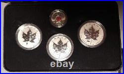Legacy of Liberty WWII Maple Leaf Set of 3 Rev Proof. 999 Silver 1 OZ with COA