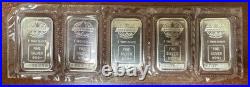Lof (5) Consecutive Numbered 1oz Engelhard Maple Leaf Silver Bars Sealed MINT