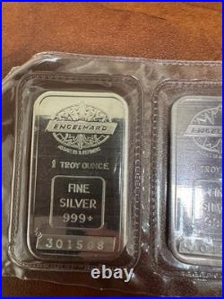 Lof (5) Consecutive Numbered 1oz Engelhard Maple Leaf Silver Bars Sealed MINT