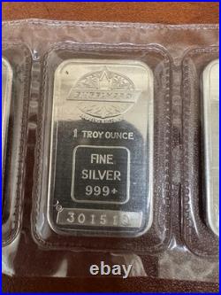 Lof (5) Consecutive Numbered 1oz Engelhard Maple Leaf Silver Bars Sealed MINT