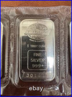 Lof (5) Consecutive Numbered 1oz Engelhard Maple Leaf Silver Bars Sealed MINT