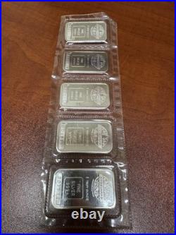 Lof (5) Consecutive Numbered 1oz Engelhard Maple Leaf Silver Bars Sealed MINT