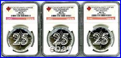 Lot Of 3 2013 Canada Maple Leaf S$5 Ngc Ms70 25th Anniversary Fr Ex Scarce
