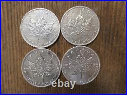 Lot of 4 2002 Canada Maple Leaf Five Dollar 1 0Z. 9999 FINE SILVER