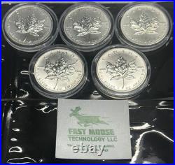Lot of 5 2011 $1 Canadian Maple Leaf 1 oz. 9999 Fine Silver Each