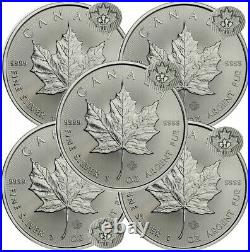 Lot of 5 2021 1 oz Canadian. 9999 Silver Maple Leaf Coins BU IN STOCK