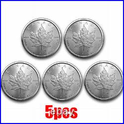 Lot of 5 Silver Maple Leaf Canada 2023 1 oz 999 Fine Silver Queen Elizabeth