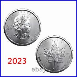 Lot of 5 Silver Maple Leaf Canada 2023 1 oz 999 Fine Silver Queen Elizabeth