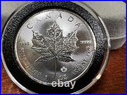 Lot of (7) 1 Oz. 9999 Fine Silver Argent Pur Canada Maple Leaf Collectible Coins